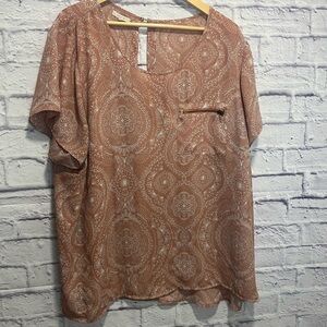 Maurices 3x pink Patterned Blouse